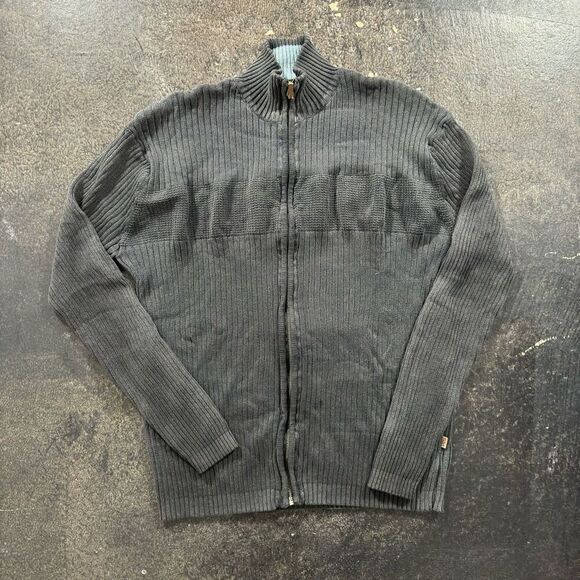 Y2k Lee Full Zip Dark Grey Sweater Tight Fit Outdoors Adult Size XL Read Bio - Picture 1 of 16